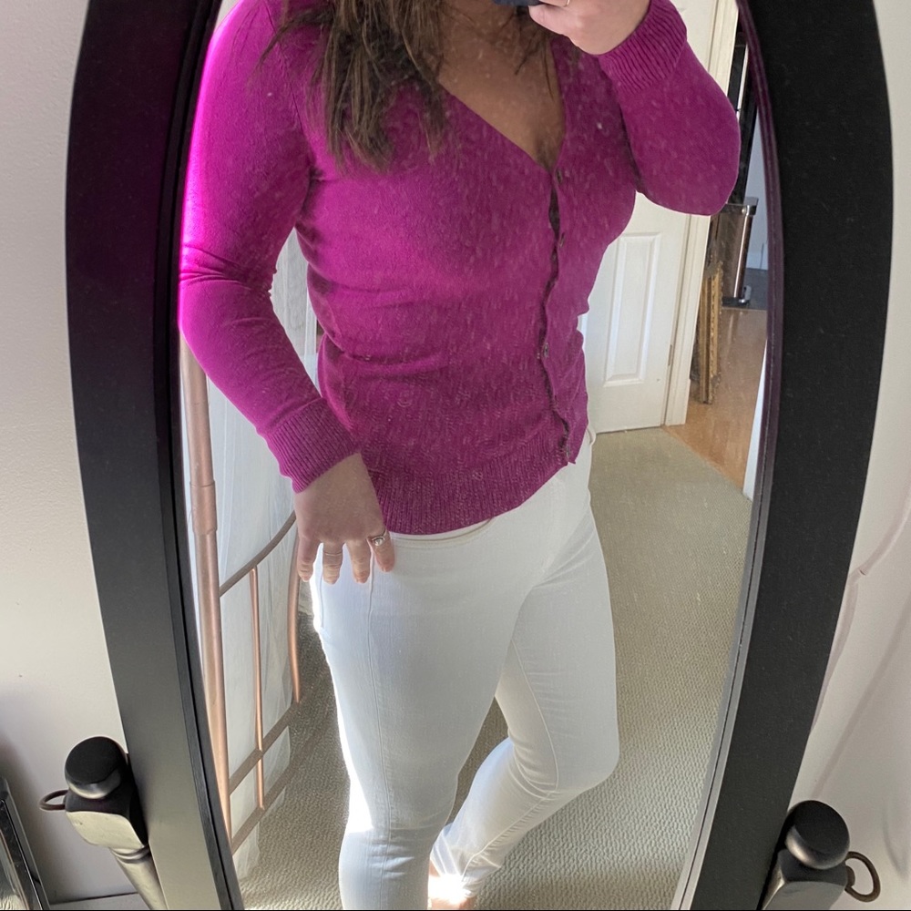Gap Fuchsia Button Front Cardigan Sz S - Wow - image 8
